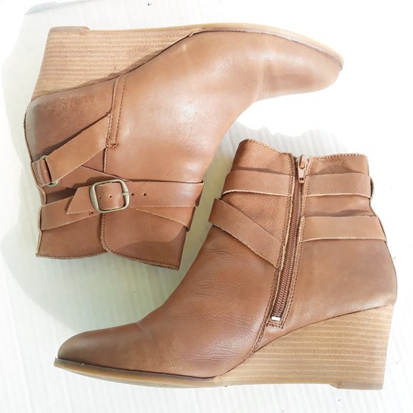 Brown Leather Wedge Ankle Boots 95m 
